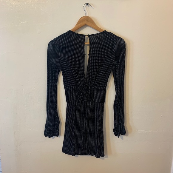 Polka Dot Deep V Neck Dress (S) - Picture 5 of 10